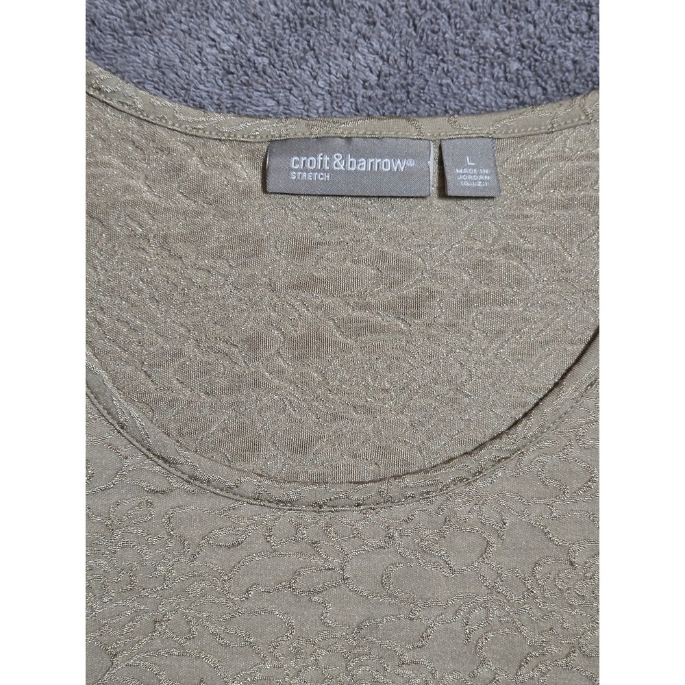 Croft & Barrow Stretch Textured Long Sleeve Top Size L - Picture 3 of 6